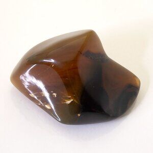 Polished Fossilized Amber Stone, Palm Piece, House Warming Gift, 27.1 grams